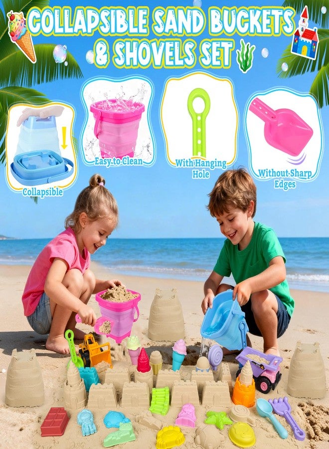 EULRGAUS Beach Toys with 2 Trucks, Collapsible Buckets for Kids Ages 3-12 - Image 4