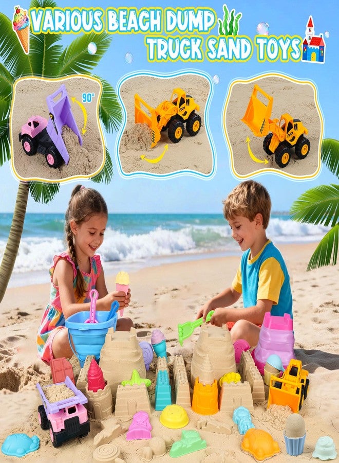 EULRGAUS Beach Toys with 2 Trucks, Collapsible Buckets for Kids Ages 3-12 - Image 2