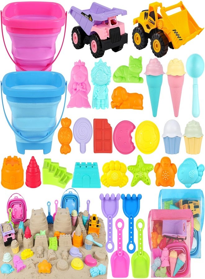 EULRGAUS Beach Toys with 2 Trucks, Collapsible Buckets for Kids Ages 3-12 - Image 1