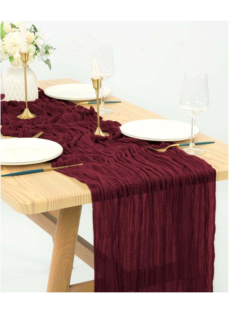 ثمانية فيبيهاوس مفرش طاولة من الشاش المجعد مفرش مائدة شفاف مفرش طاولة شيساني مفرش مائدة شفاف مفرش طاولة طويل عداء طاولة قماش الطاولة مفرش مائدة من قماش الجبن، مفرش مائدة زفاف باللون البيج، مفرش مائدة من الشاش البوهيمي مقاس 90 × 300 سم لتزيين طاولات حفلات الزفاف وحفلات أعياد الميلاد قطعة مركزية للطاولة مفرش طاولة شيساني مفارش طاولات - Image 1