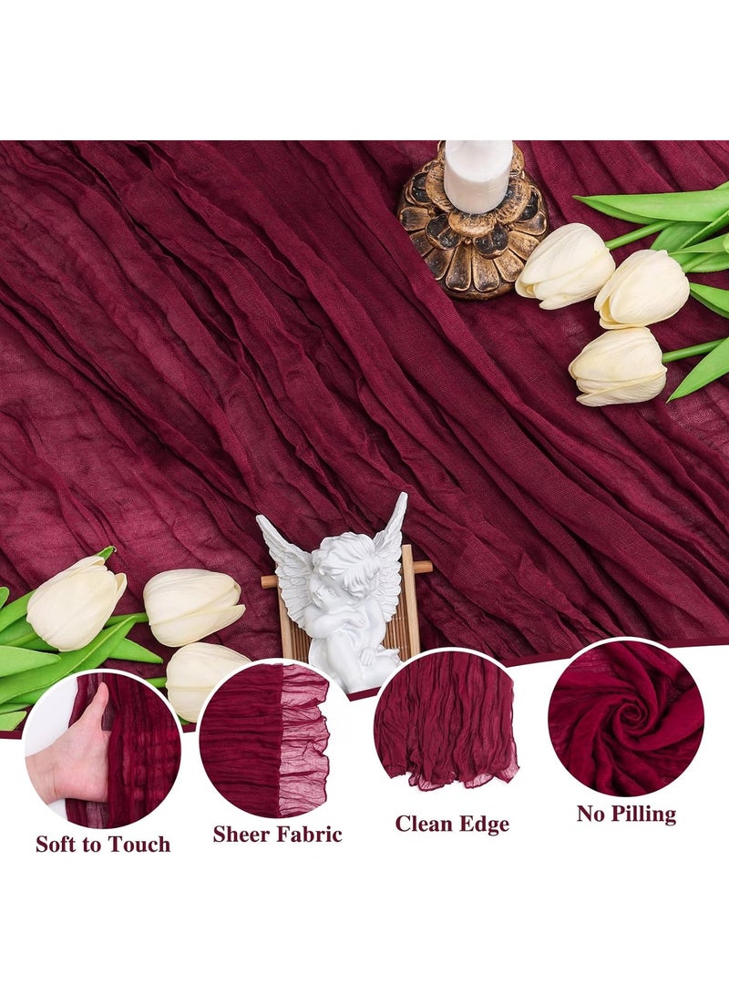 ثمانية فيبيهاوس مفرش طاولة من الشاش المجعد مفرش مائدة شفاف مفرش طاولة شيساني مفرش مائدة شفاف مفرش طاولة طويل عداء طاولة قماش الطاولة مفرش مائدة من قماش الجبن، مفرش مائدة زفاف باللون البيج، مفرش مائدة من الشاش البوهيمي مقاس 90 × 300 سم لتزيين طاولات حفلات الزفاف وحفلات أعياد الميلاد قطعة مركزية للطاولة مفرش طاولة شيساني مفارش طاولات - Image 2