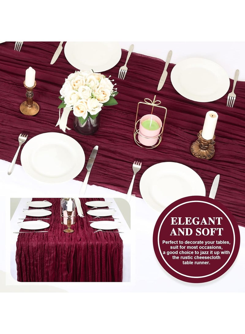 ثمانية فيبيهاوس مفرش طاولة من الشاش المجعد مفرش مائدة شفاف مفرش طاولة شيساني مفرش مائدة شفاف مفرش طاولة طويل عداء طاولة قماش الطاولة مفرش مائدة من قماش الجبن، مفرش مائدة زفاف باللون البيج، مفرش مائدة من الشاش البوهيمي مقاس 90 × 300 سم لتزيين طاولات حفلات الزفاف وحفلات أعياد الميلاد قطعة مركزية للطاولة مفرش طاولة شيساني مفارش طاولات - Image 4