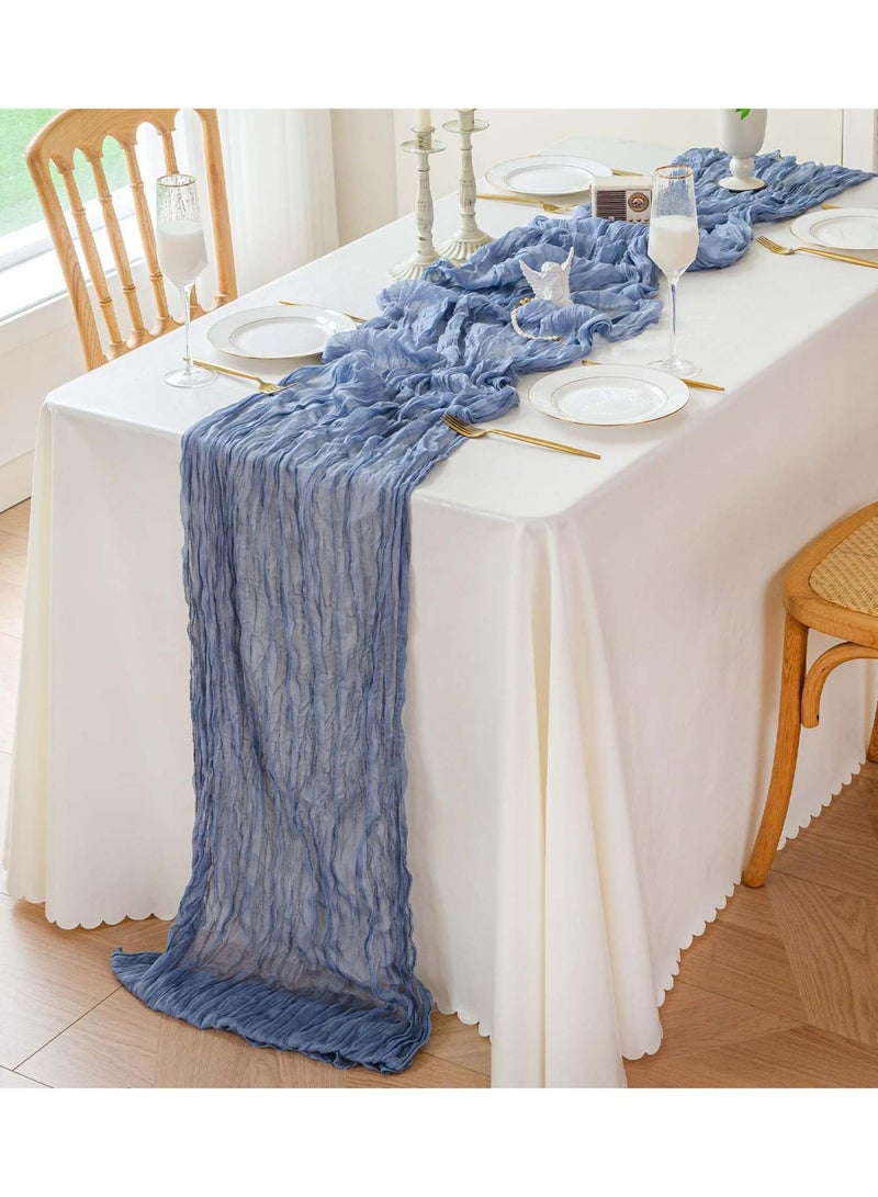 ثمانية فيبيهاوس مفرش طاولة من الشاش المجعد مفرش مائدة شفاف مفرش طاولة شيساني مفرش مائدة شفاف مفرش طاولة طويل عداء طاولة قماش الطاولة مفرش مائدة من قماش الجبن، مفرش مائدة زفاف باللون البيج، مفرش مائدة من الشاش البوهيمي مقاس 90 × 300 سم لتزيين طاولات حفلات الزفاف وحفلات أعياد الميلاد قطعة مركزية للطاولة مفرش طاولة شيساني مفارش طاولات - Image 1
