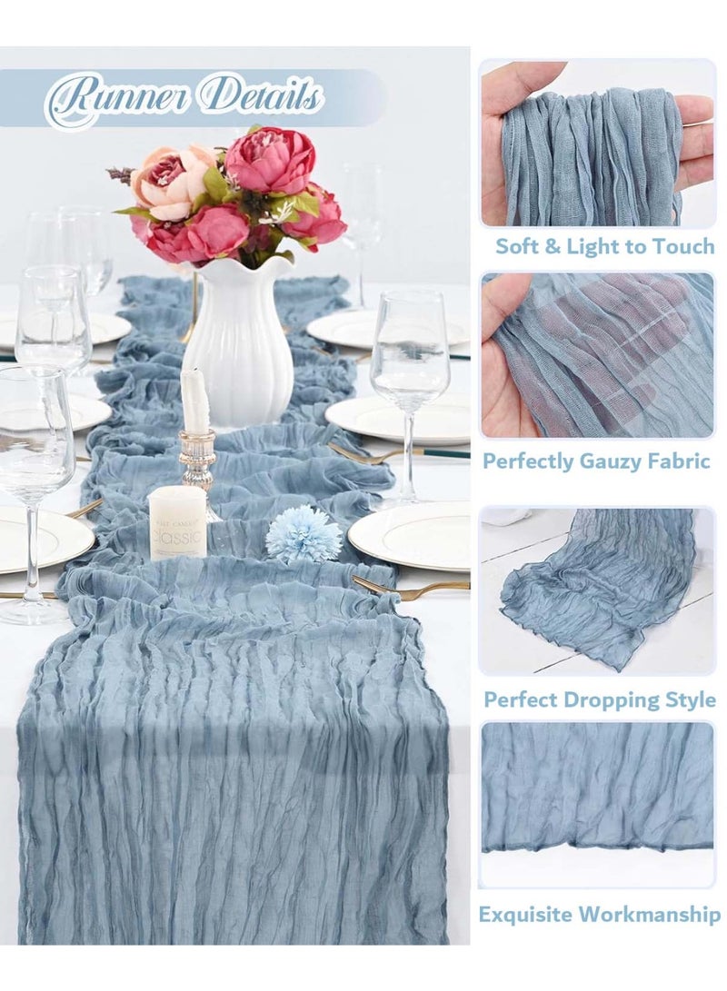 ثمانية فيبيهاوس مفرش طاولة من الشاش المجعد مفرش مائدة شفاف مفرش طاولة شيساني مفرش مائدة شفاف مفرش طاولة طويل عداء طاولة قماش الطاولة مفرش مائدة من قماش الجبن، مفرش مائدة زفاف باللون البيج، مفرش مائدة من الشاش البوهيمي مقاس 90 × 300 سم لتزيين طاولات حفلات الزفاف وحفلات أعياد الميلاد قطعة مركزية للطاولة مفرش طاولة شيساني مفارش طاولات - Image 2