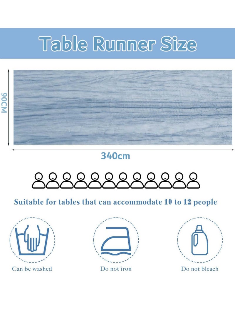 ثمانية فيبيهاوس مفرش طاولة من الشاش المجعد مفرش مائدة شفاف مفرش طاولة شيساني مفرش مائدة شفاف مفرش طاولة طويل عداء طاولة قماش الطاولة مفرش مائدة من قماش الجبن، مفرش مائدة زفاف باللون البيج، مفرش مائدة من الشاش البوهيمي مقاس 90 × 300 سم لتزيين طاولات حفلات الزفاف وحفلات أعياد الميلاد قطعة مركزية للطاولة مفرش طاولة شيساني مفارش طاولات - Image 3