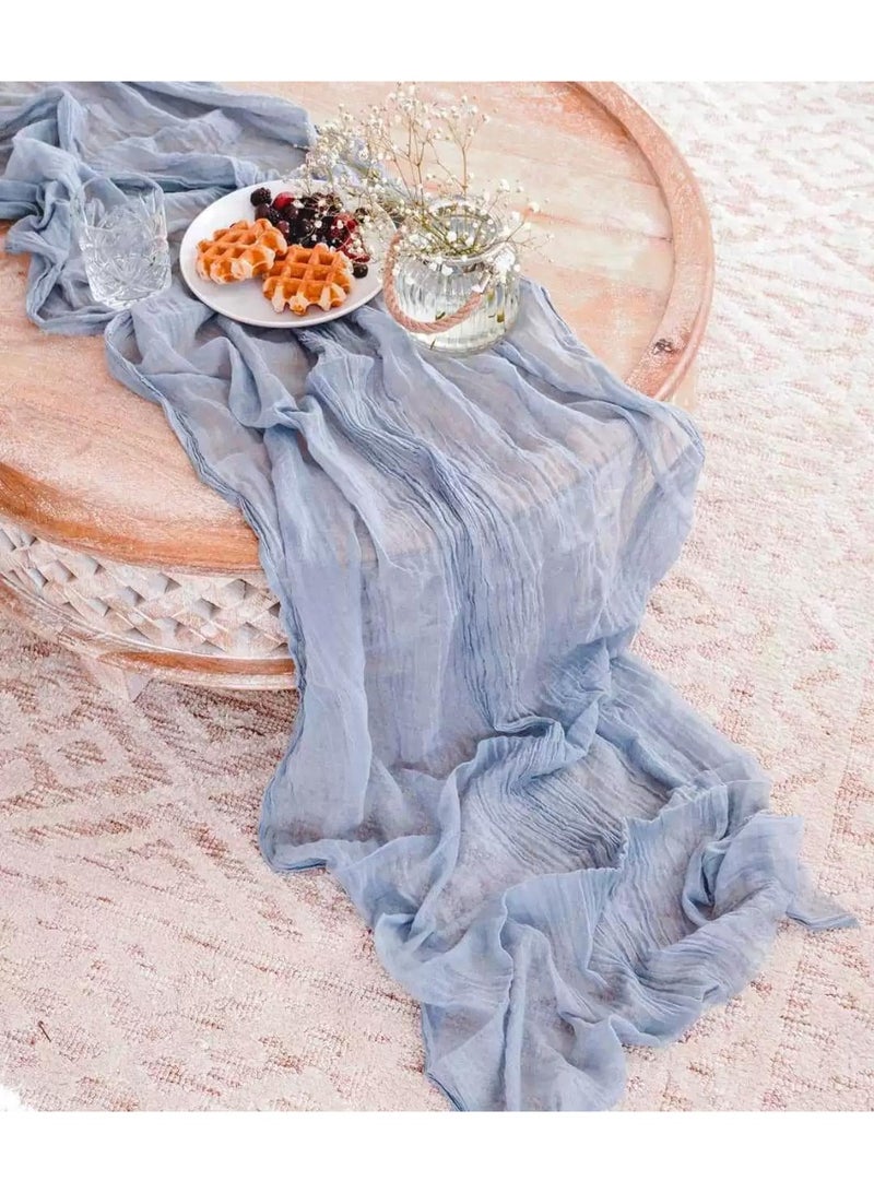 ثمانية فيبيهاوس مفرش طاولة من الشاش المجعد مفرش مائدة شفاف مفرش طاولة شيساني مفرش مائدة شفاف مفرش طاولة طويل عداء طاولة قماش الطاولة مفرش مائدة من قماش الجبن، مفرش مائدة زفاف باللون البيج، مفرش مائدة من الشاش البوهيمي مقاس 90 × 300 سم لتزيين طاولات حفلات الزفاف وحفلات أعياد الميلاد قطعة مركزية للطاولة مفرش طاولة شيساني مفارش طاولات - Image 4