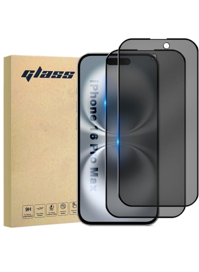 Glass 2 Pack iPhone 16 Pro Max Privacy Screen Protector, [30° Anti-Spy][9H Hardness][Anti Scratch][Bubble Free] Tempered Screen Protector for iPhone 16 Pro Max 6.9 Inch - Image 1