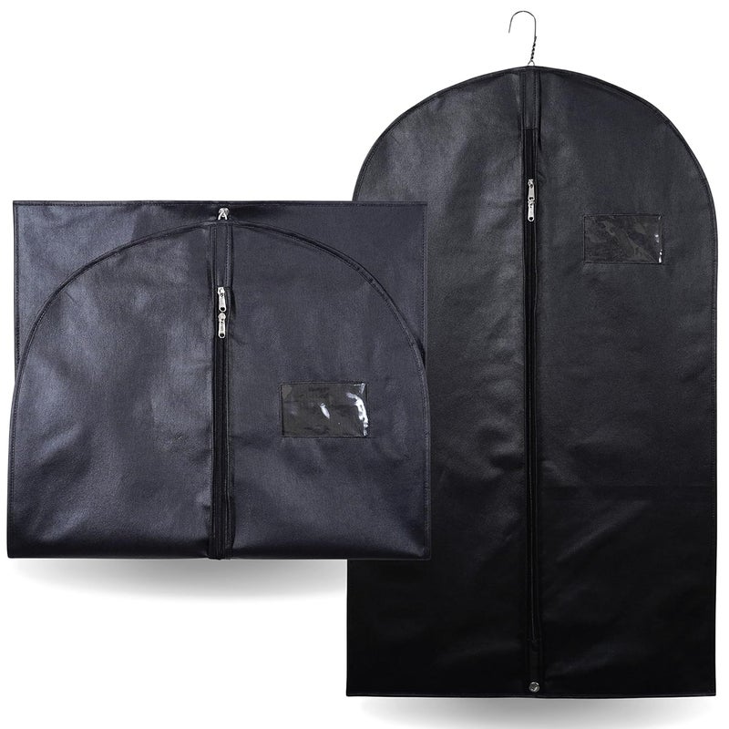 G NonWoven Durable Foldable Mens Suit Blazer Coat Cover Breathable Standard Fabric Dustproof Coat Shirt Organiser Bag With Zipper 40 Inch Black Pack of 3 - Image 2