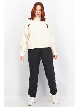 Adidas Women Sportswear Fit Long Sleeve Training Fleece Sweatshirt, Beige  - Image 2