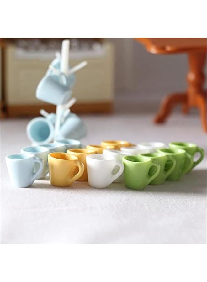 Dollhouse Cup and Cup Holder, Mini Simulated Furniture Decoration Miniature Wood Coffee Mug Holder Stand Dollhouse Decoration Rack for Household Decoration(2 Set) - Image 5