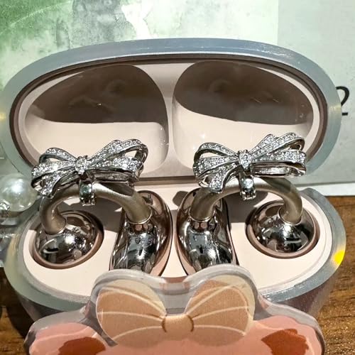 Chooseyo Bow Rhinestone for Clip on Earbuds Open Ear Accessories, Elegant Zirconia Decorative Earphone Accessories, Removable Exquisite DIY Decoration - Image 3