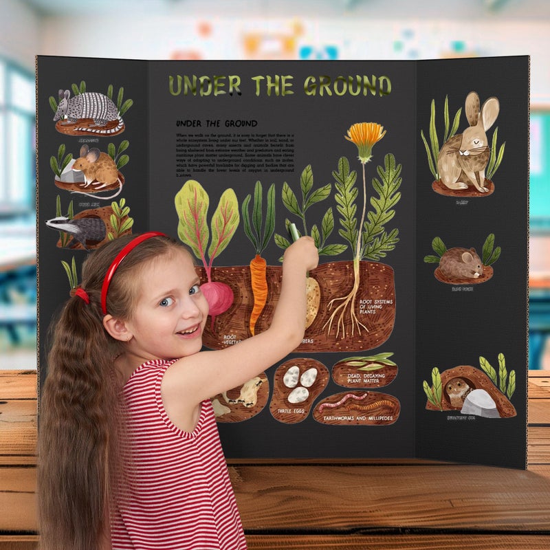 AKONEGE 2 Pack 36" x 48" Trifold Poster Board for Presentation, Black Corrugated Cardboard Large Tri Fold Poster Board for Science Fair, Office or School Projects, Photo Displays, Exhibitions Event - Image 4