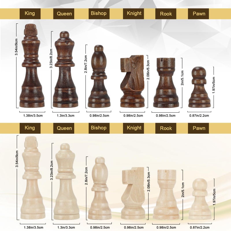 Hurdaos Magnetic Wooden Chess Set for Adults Kids 17'' Chess Board with Handmade Pieces, Folding Portable Travel Unique Chess Sets Game for Tournament Professional Beginner - Image 3