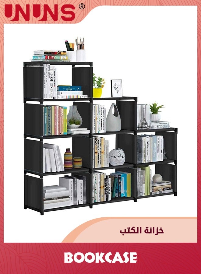 UNUNS Bookcase,9 Cube Closet Storage Organizer Bookshelf,DIY Storage Organizer Closet Shelf,Clothes Storage For Living Room,Study Room,Bedroom,Black - Image 1