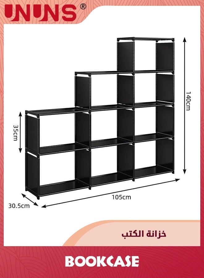 UNUNS Bookcase,9 Cube Closet Storage Organizer Bookshelf,DIY Storage Organizer Closet Shelf,Clothes Storage For Living Room,Study Room,Bedroom,Black - Image 2