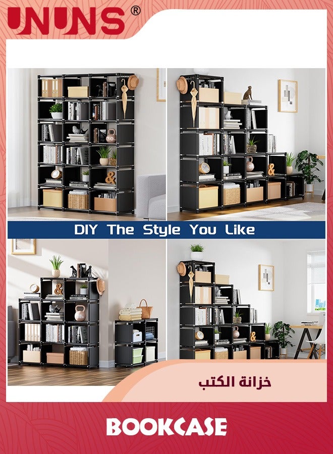 UNUNS Bookcase,9 Cube Closet Storage Organizer Bookshelf,DIY Storage Organizer Closet Shelf,Clothes Storage For Living Room,Study Room,Bedroom,Black - Image 5