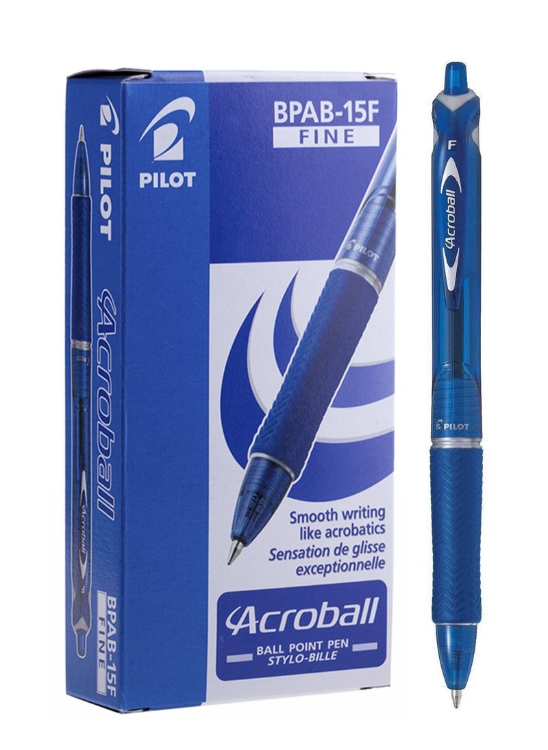 PILOT 12-Piece Acroball Retractable Ballpoint Pen Fine Tip Blue Ink  - Image 1