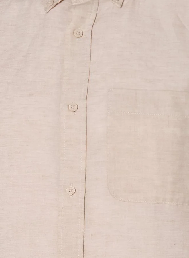 سبلاش فيڤ Men Regular Fit Collared Button Down Long Sleeves Linen Blend Shirt
