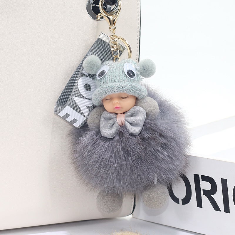 Plush Fox Fur Keychain Charm - Image 4