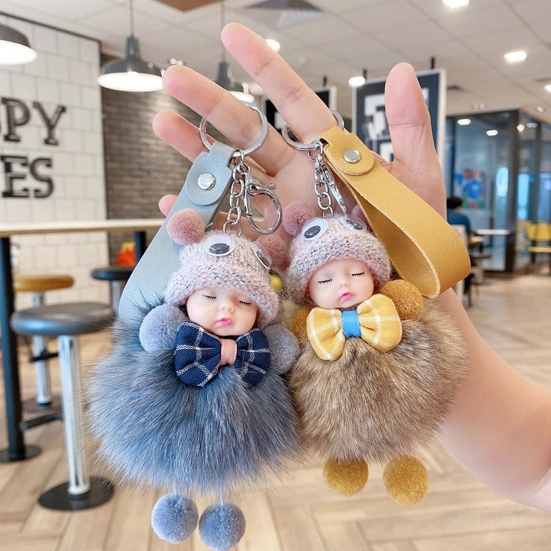 Plush Fox Fur Keychain Charm - Image 1