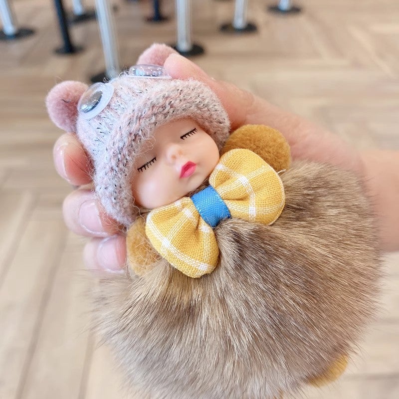Plush Fox Fur Keychain Charm - Image 3
