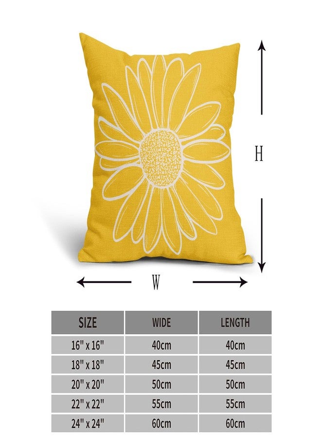 aportt Spring Summer Daisy Flowers Pillow Covers 18X18 Inch Yellow Floral Bloom Decorative Pillow Cases Seasonal Modern Cotton Linen Throw Pillows Set of 2 Farmhouse Home Decor for Sofa Couch - Image 3