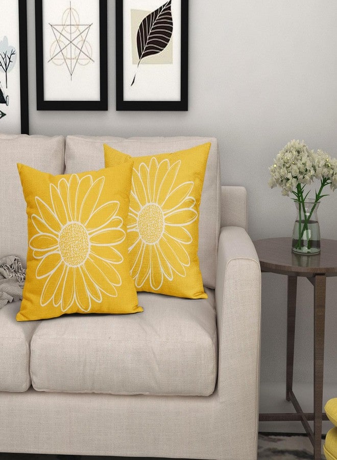 aportt Spring Summer Daisy Flowers Pillow Covers 18X18 Inch Yellow Floral Bloom Decorative Pillow Cases Seasonal Modern Cotton Linen Throw Pillows Set of 2 Farmhouse Home Decor for Sofa Couch - Image 5