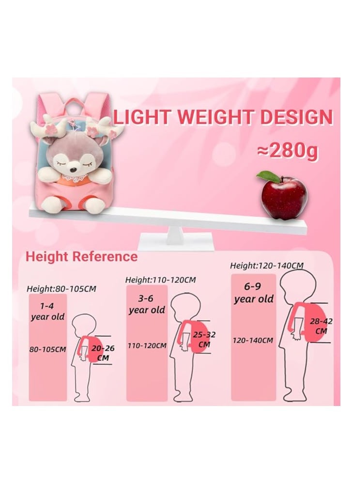 Generic Little Doll Stuffed Animal kids Plush Backpack, Lovely Toddler Backpack, Cartoon Preschool Purse for Kids, Suitable for 2-6 Years Girl Boy (Pink)  - Image 4
