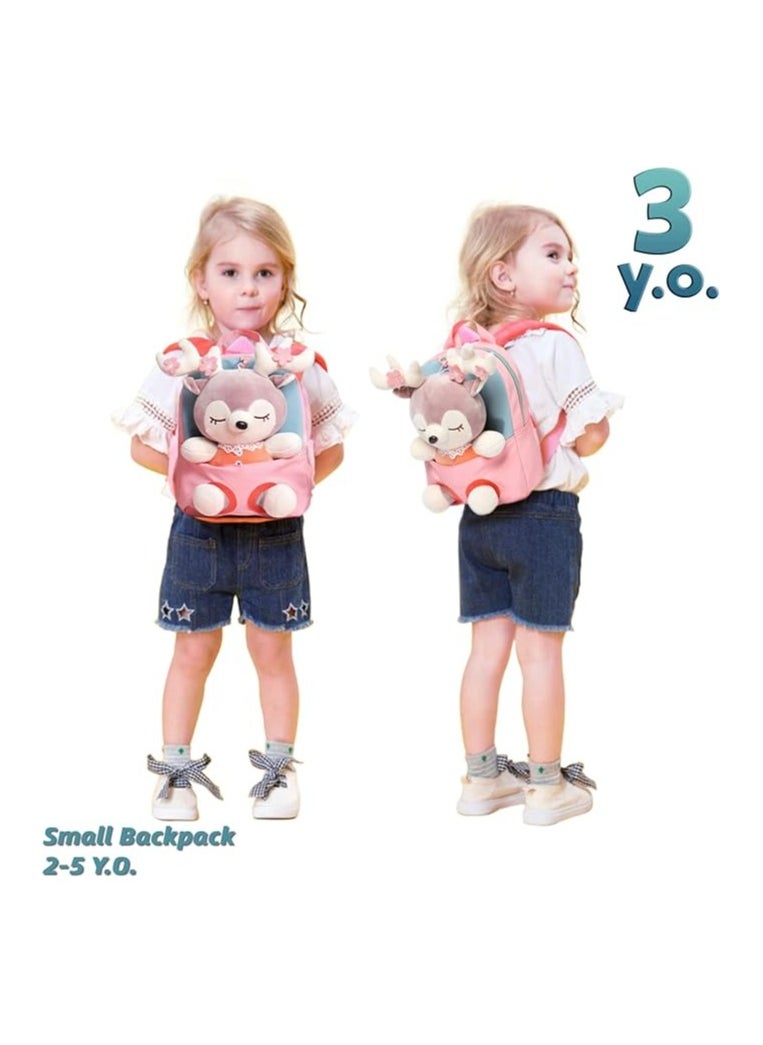 Generic Little Doll Stuffed Animal kids Plush Backpack, Lovely Toddler Backpack, Cartoon Preschool Purse for Kids, Suitable for 2-6 Years Girl Boy (Pink)  - Image 5