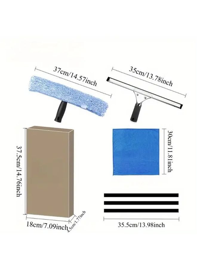 6Pcs Professional Window Cleaning Tools Set Glass Scraper Wiper And Cloths - Image 1