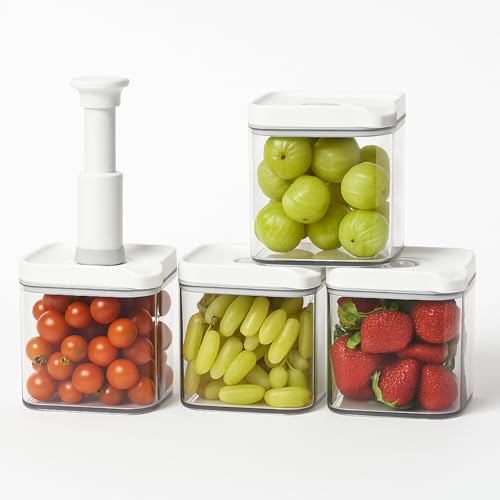 Satpurush Plastic Vacuum Fridge Storage Containers - Fridge Organiser Storage Boxes for Kitchen Accessories for Home-Freezer & Refrigerator Organizer storage box - 700ML (Pack of 4),Transparent - Image 1
