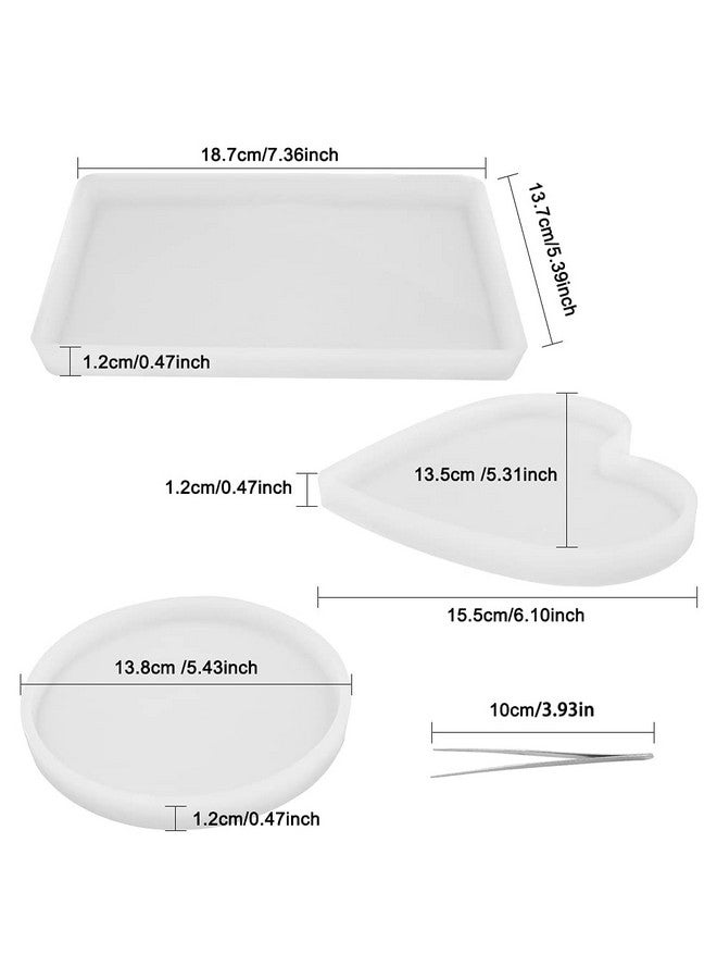 findTop 3 Pcs Large Resin Mold with 2 Tweezers, findTop Silicone Molds, Include Round, Rectangle, Heart Shaped Coaster Mold for DIY Decorative Mold - Image 2
