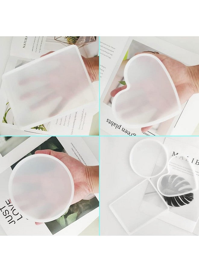 findTop 3 Pcs Large Resin Mold with 2 Tweezers, findTop Silicone Molds, Include Round, Rectangle, Heart Shaped Coaster Mold for DIY Decorative Mold - Image 5