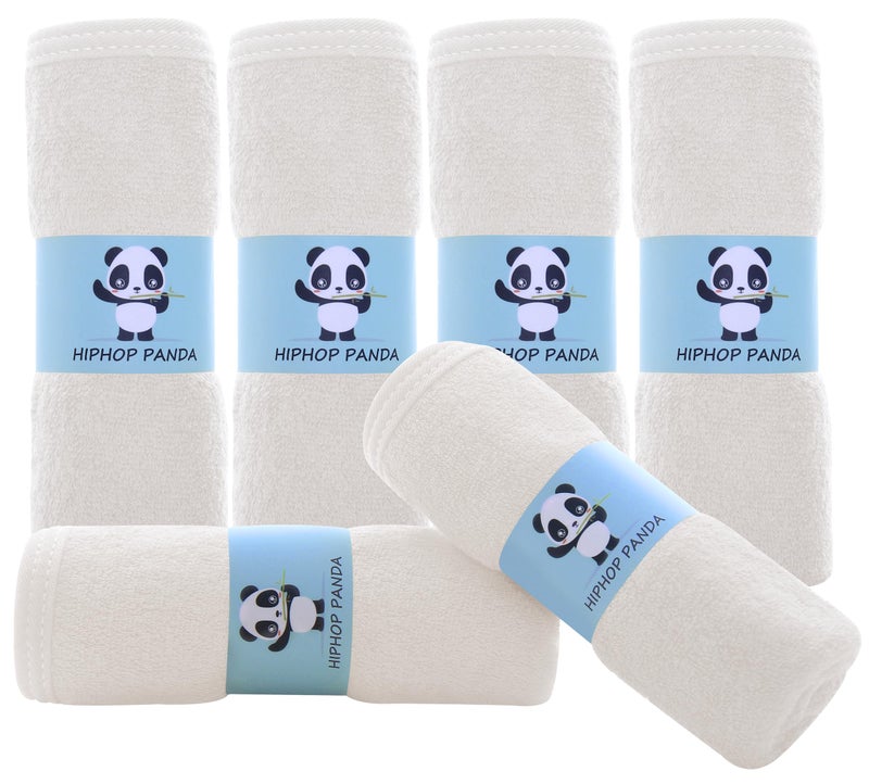 HIPHOP PANDA HIPHOP PANDA Baby Washcloths Rayon Made from Bamboo 2 Layer Ultra Soft Absorbent Newborn Bath Face Towel Reusable Baby Wipes for Delicate Skin Ivory 6 Pack 