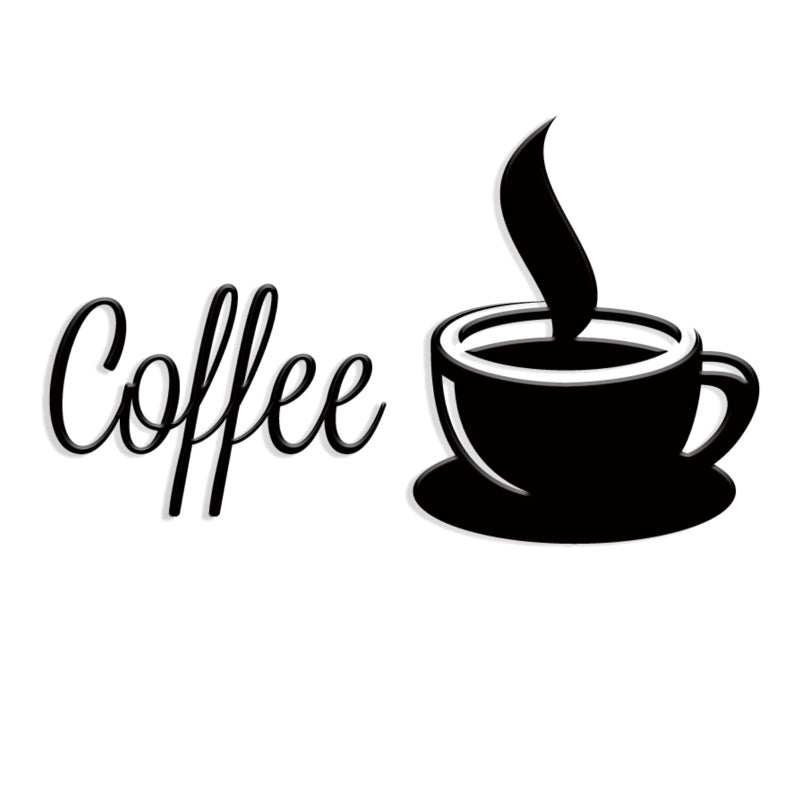 WOPARTY Black Metal Coffee Cup Wall Decor with Steaming Design for Kitchen Wall Art Decor Coffee Bar Accessories - Image 1