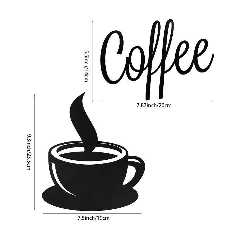 WOPARTY Black Metal Coffee Cup Wall Decor with Steaming Design for Kitchen Wall Art Decor Coffee Bar Accessories - Image 3