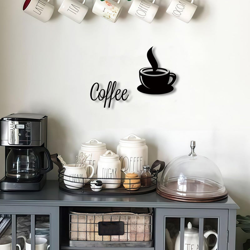 WOPARTY Black Metal Coffee Cup Wall Decor with Steaming Design for Kitchen Wall Art Decor Coffee Bar Accessories - Image 5