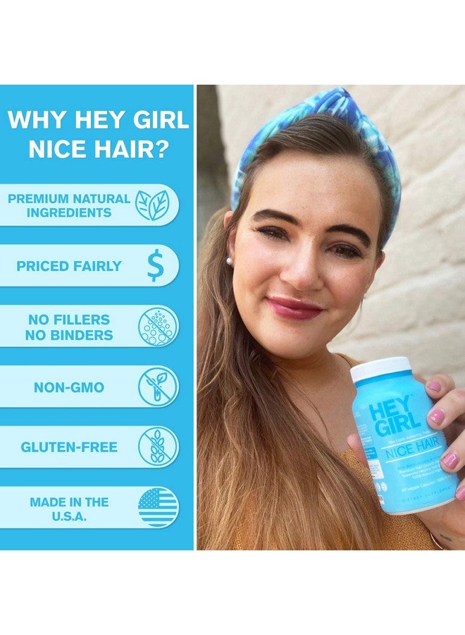 HEY GIRL NUTRITION Hair Vitamins To Help Thinning And Fallout Hair Supplement To Grow Hair Faster Stronger & Have Healthy Skin & Nails Scientifically Made With Biotin Keratin Folic Acid Vitamin B C - Image 4