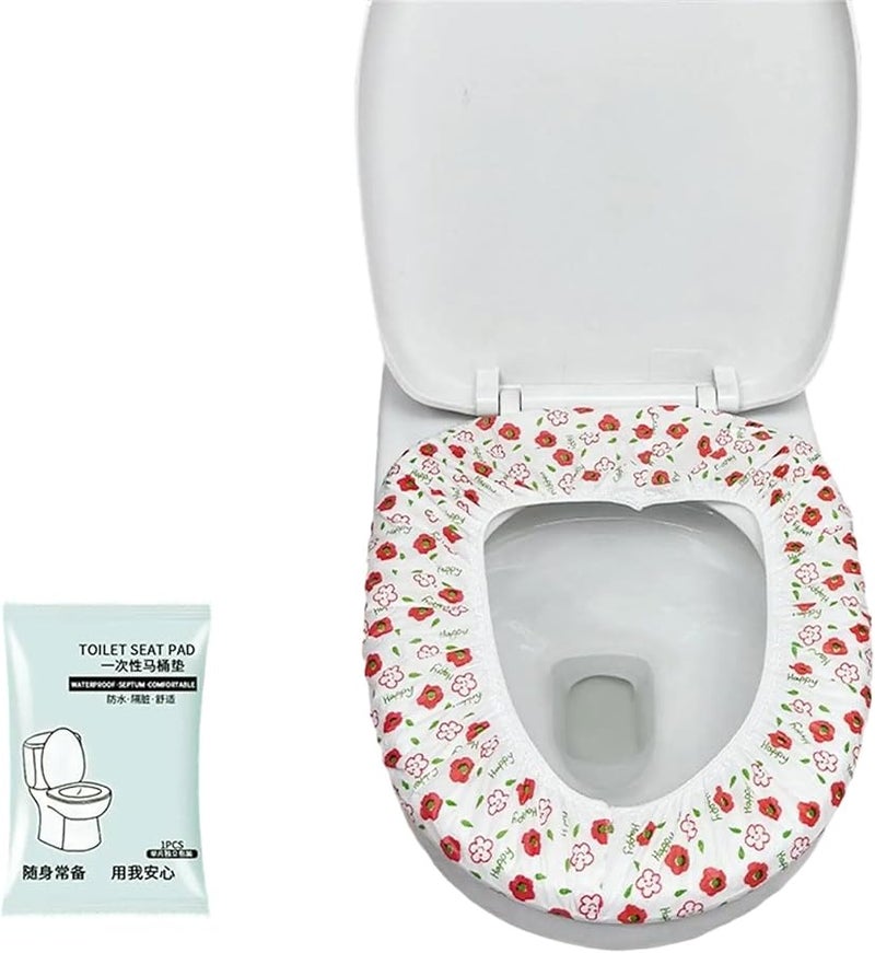 أغطية مقاعد المرحاض المزدوجة الطبقات المزخرفة 100 قطعة صديقة للسفر تستخدم لمرة واحدة للنظافة - Image 4