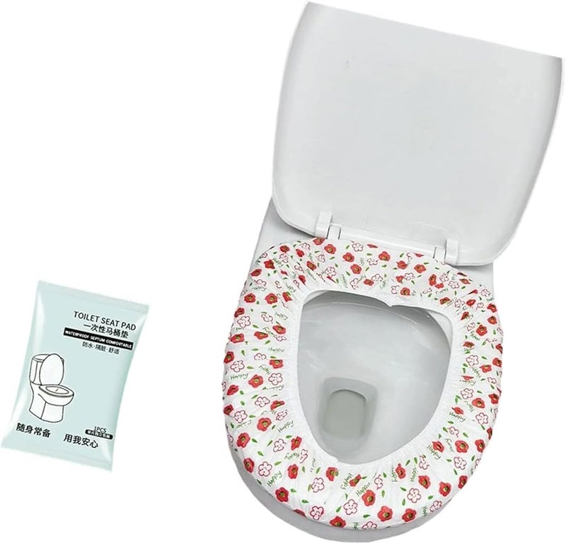 أغطية مقاعد المرحاض المزدوجة الطبقات المزخرفة 100 قطعة صديقة للسفر تستخدم لمرة واحدة للنظافة - Image 2