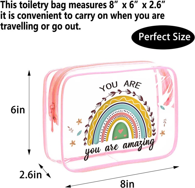 TREALDATE TSA Approved Toiletry Bags 6Pcs- Clear Travel Bag for Toiletries, Carry on Airport Airline Compliant-Bag,Clear Makeup Bag Toiletry bags Quart Size Traveling,Pink - Image 2
