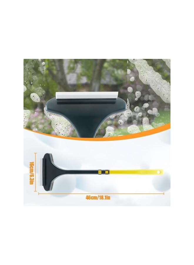 PROMASS 2 in 1 Multifunctional Screen Brush, 2025 New Mesh Cleaner Brush Double-Sided Window Screen Cleaner Brush with Scraper, Magic Window Cleaning Tool Wet and Dry Purpose Extendable Brush (Yellow) - Image 2