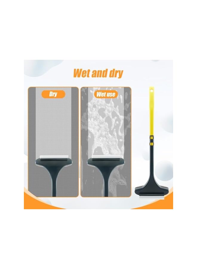 PROMASS 2 in 1 Multifunctional Screen Brush, 2025 New Mesh Cleaner Brush Double-Sided Window Screen Cleaner Brush with Scraper, Magic Window Cleaning Tool Wet and Dry Purpose Extendable Brush (Yellow) - Image 4