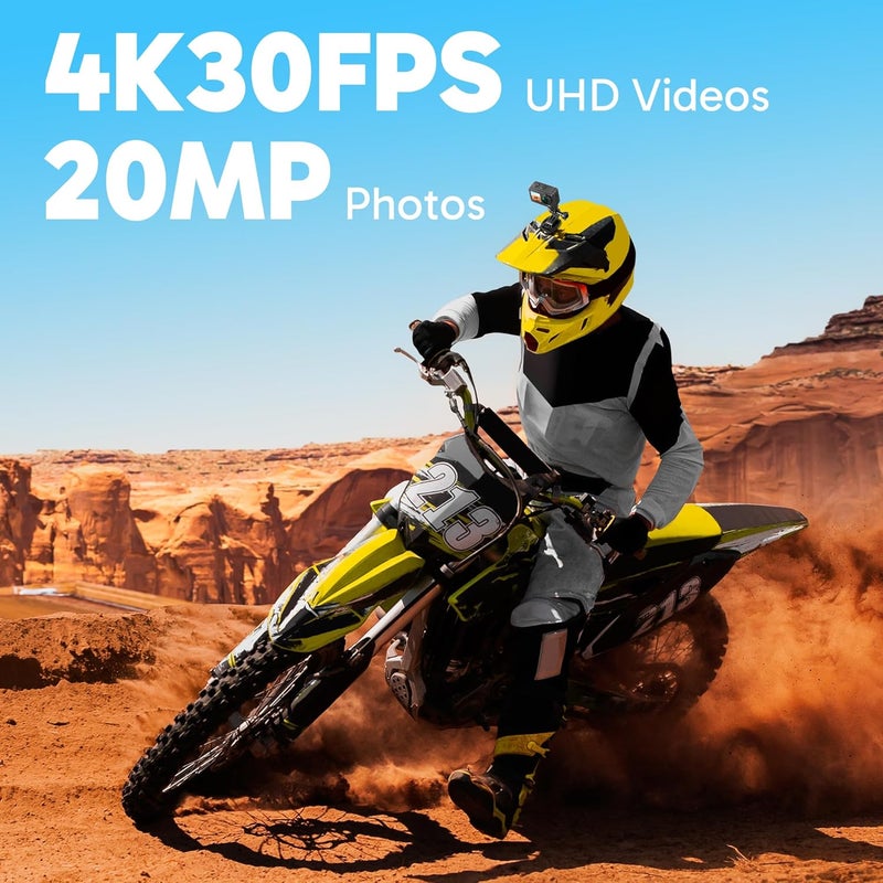 Akaso Brave 7 LE 4K30FPS 20MP Action Camera with 64GB Micro SD Card 40M Underwater Camera WiFi Waterproof Camera with Touch Screen EIS 2.0 Zoom Remote Control Vlog with 2X 1350mAh Batteries - Image 2