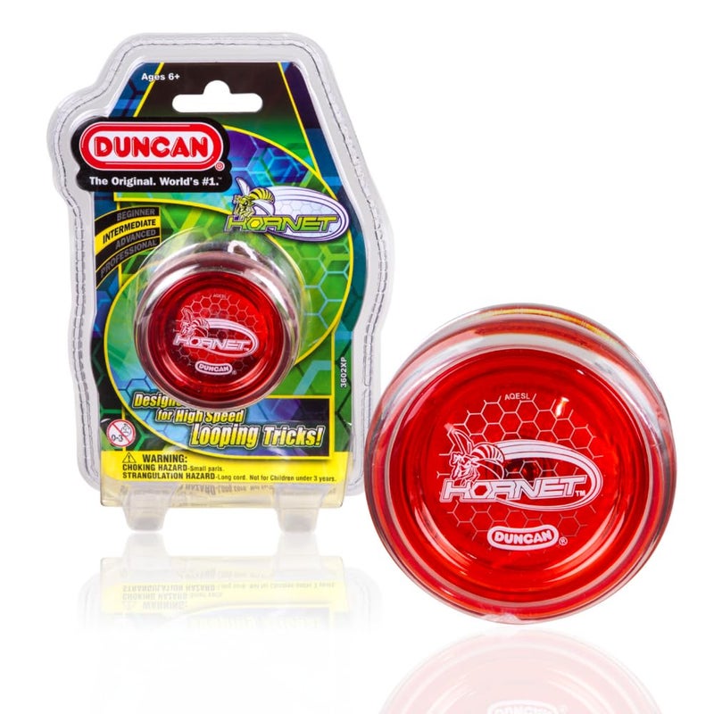 Duncan Toys Hornet Pro Looping YoYo with String Ball Bearing Axle and Plastic Body Clear with Red Cap - Image 2