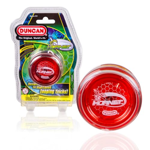 Duncan Toys Hornet Pro Looping YoYo with String Ball Bearing Axle and Plastic Body Clear with Red Cap - Image 1