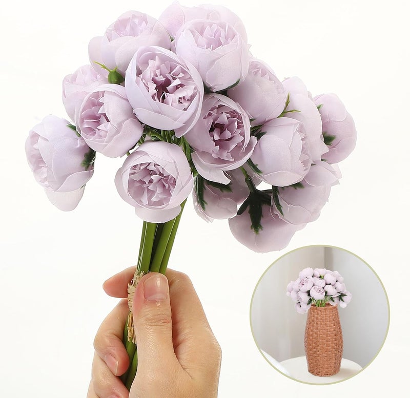 Garneck Artificial Rose Bouquet 27-Head Fake Flower Bridal Bouquet in Smoky Purple for Bride and Bridesmaids Home Decoration Floral Arrangement for Weddings and Events - Image 4