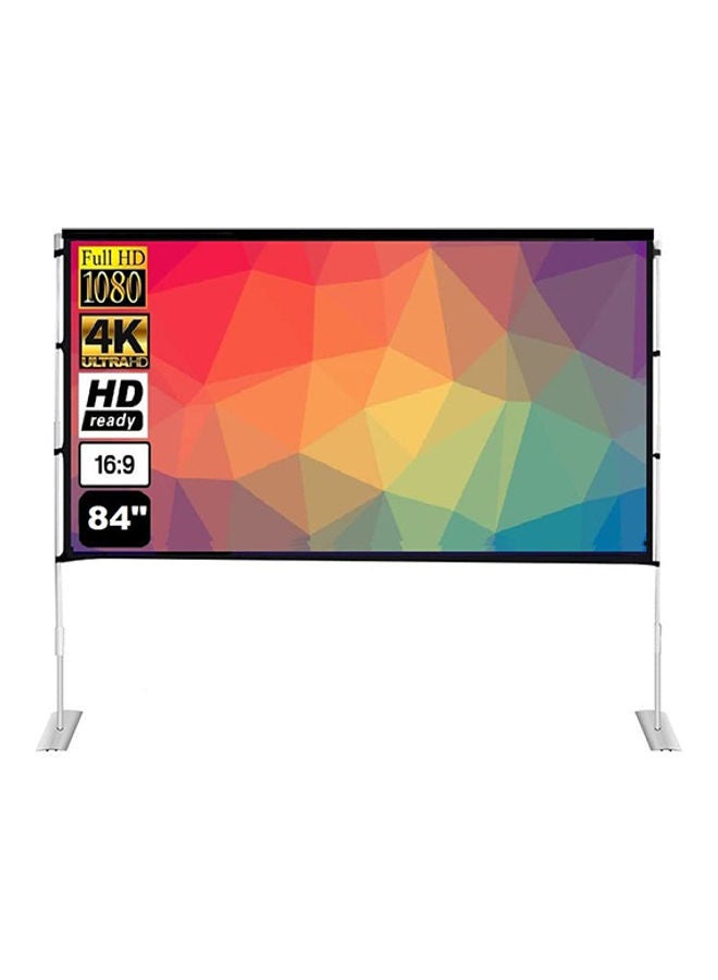 Wownect Projector Screen With Stand 84 Inch Portable Indoor Outdoor Projection Screen 16:9 Hd 4K Stand Legs And Carry Bag UNV-WO-SCR-12 White - Image 1