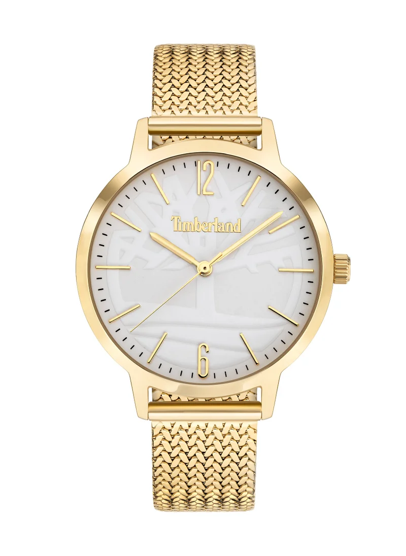 تمبرلاند Cranmore Women's Watch 45mm Analog White-Gold Dial Gold Stainless Steel Strap