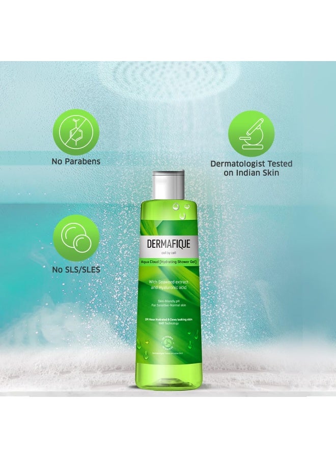 Dermafique Aqua Cloud Hydrating Shower Gel – 250ml, Body Wash for Women & Men, 24 hr Hydration, No Parabens/SLS/SLES, with Hyaluronic Acid & NMF, Sensitive, Dry, Oily, Normal Skin | Dermat Tested - Image 3